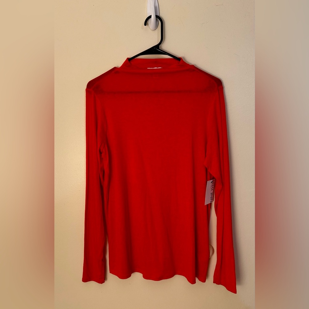 NWT Nine West Red Ultrasoft Washable Wool Mock Neck Sweater in Large